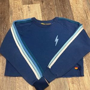 Aviator Nation Bolt 2 Cropped Crew Sweatshirt-Blue- XS- mint condition